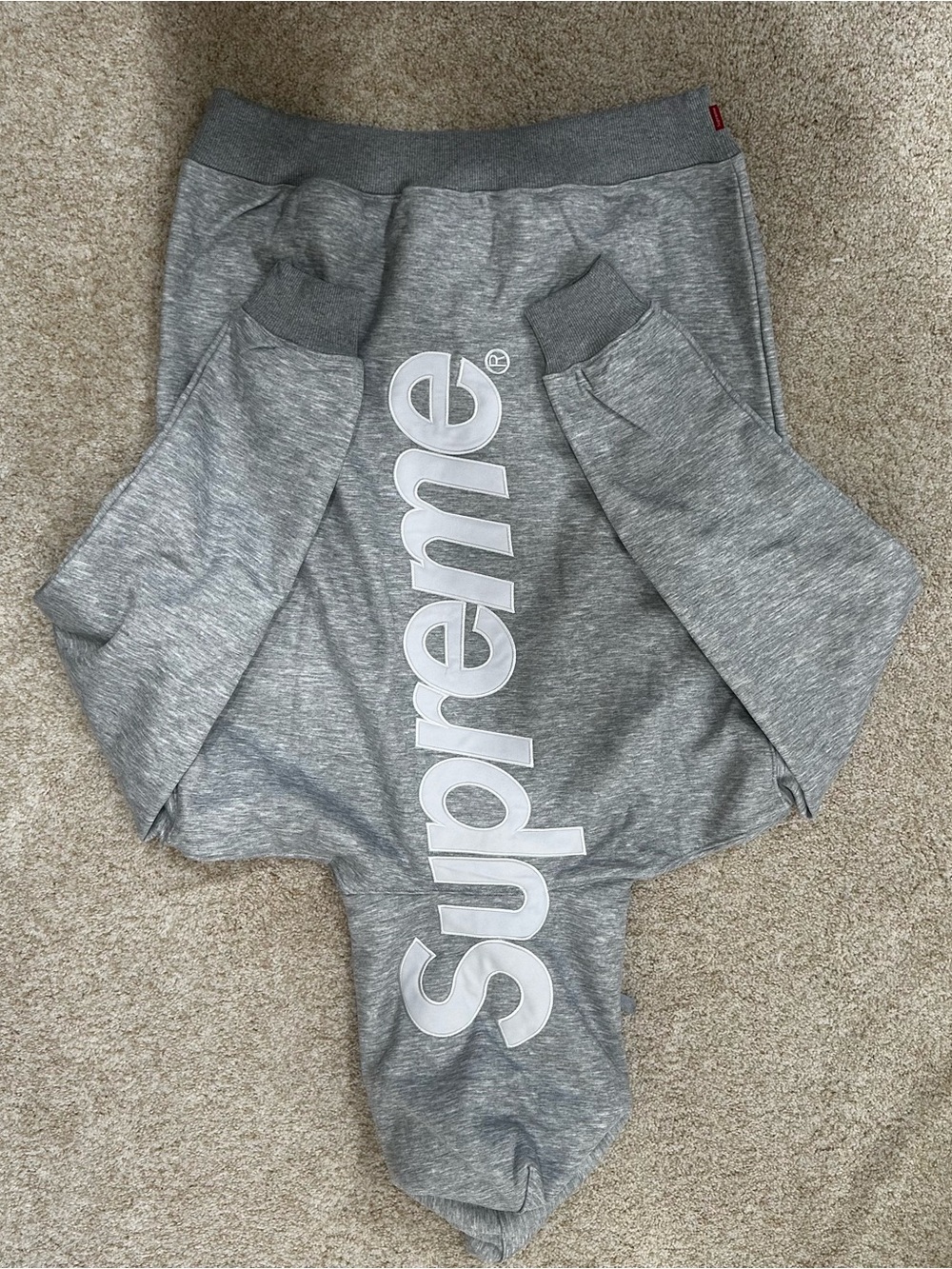 Supreme Grey Satin Appliqué Hoodie